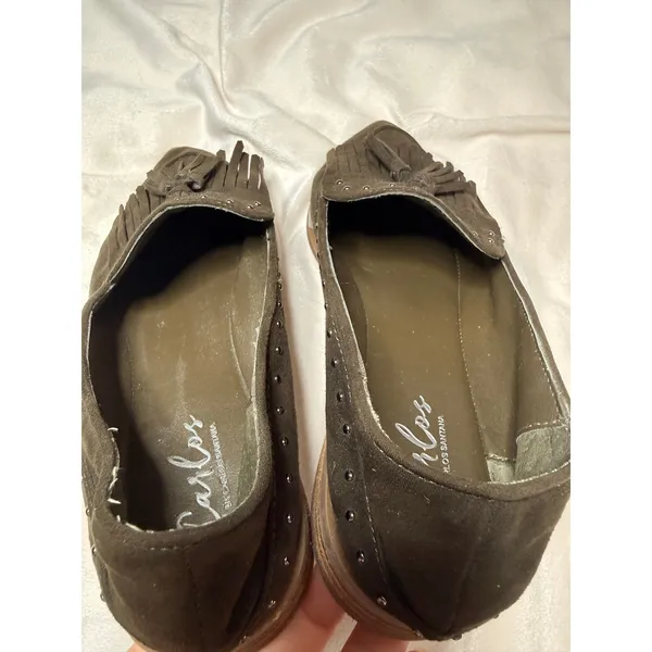 Carlos Brown Suede Jessa Loafers Tassel Stud Design Size 8.5 - Image 10