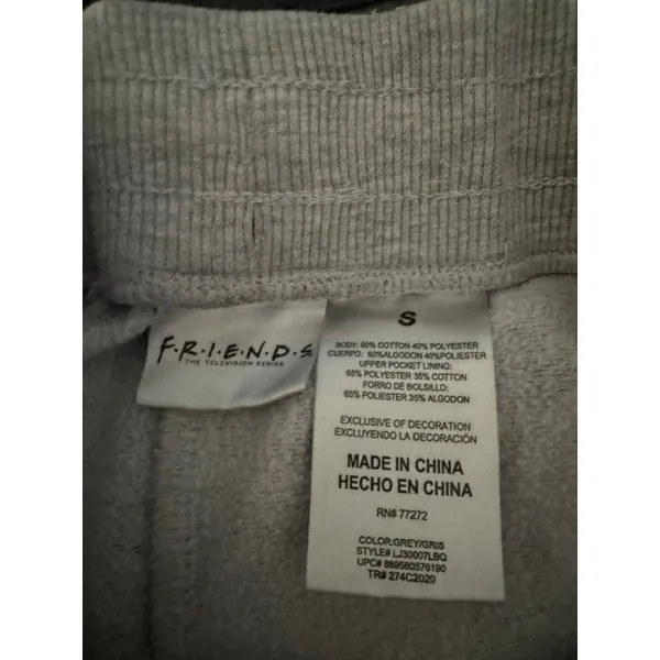 Friends TV Show Heather Grey Joggers Sweatpants Graphic Logo Women Small (C) - Image 3