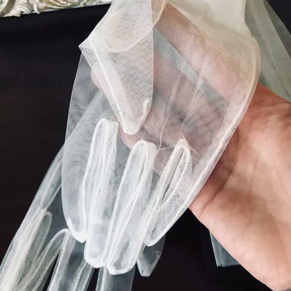 Sheer White Mesh Gloves - Image 8