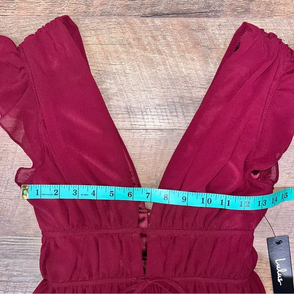NWT Lulus I’m All Yours Burgundy Ruffle Maxi Dress - Image 8