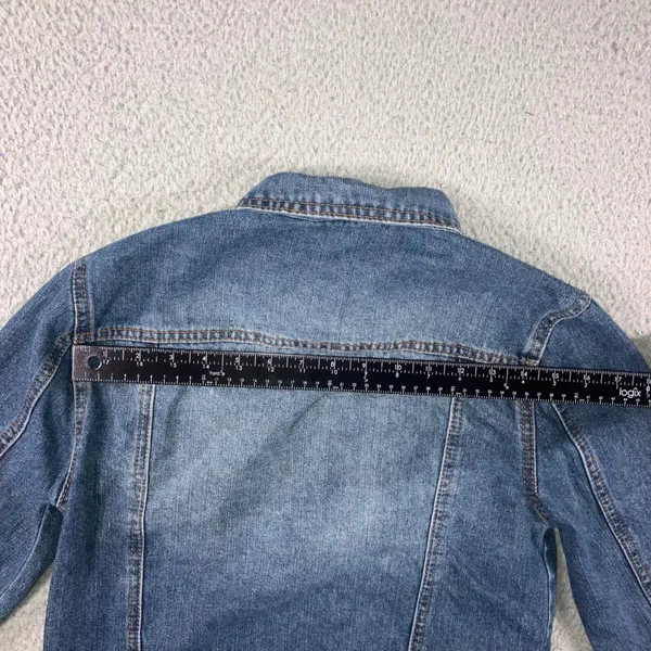 Highway Jeans Denim Jacket Women M Medium Wash Distressed‎ Ripped Trucker - Image 7