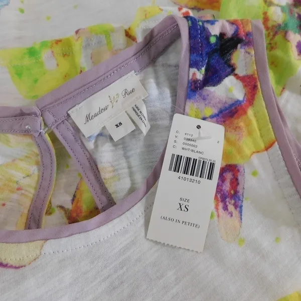 NWT!! Anthropologie MEADOW RUE Cantara Floral Knit Tiered Tank Top X-Small - Image 11