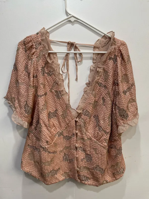 Anthropologie beaded V-Neck blouse - Image 3