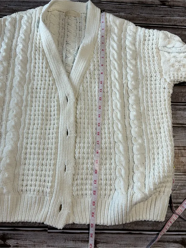 Altar'd State Coastal Ivory Cable Knit Button Cardigan Size XS - Image 5