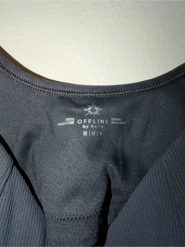aerie Black Ribbed Sports Bralette - Image 2