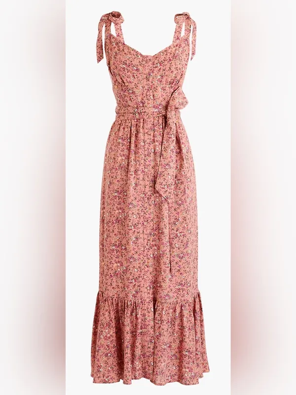 J crew Button-front midi dress with ruffle‎ hem in soft rayon size 8 - Image 3