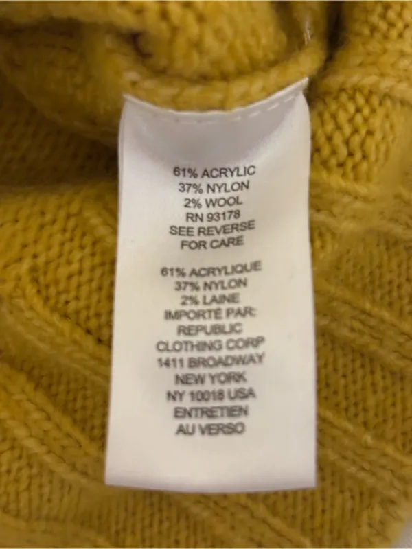 Industry M Mustard Yellow Pearl Embellished Ruffle Sweater M Medium - Image 3