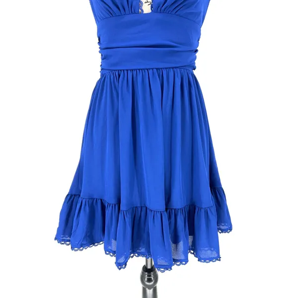 Lucy In The Sky Royal Mini Dress‎ Medium Lace Trim Open Back - Image 3
