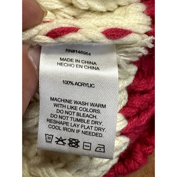 Gary Collective Preppy Chic Striped Turtleneck Pink Cream Cozy Knit Sweater L - Image 9