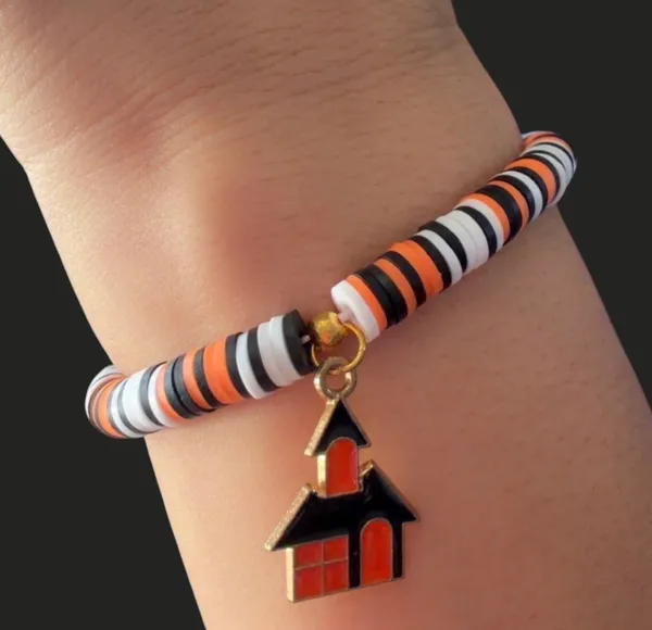 Halloween Haunted House Charm Bracelet Orange - Image 2