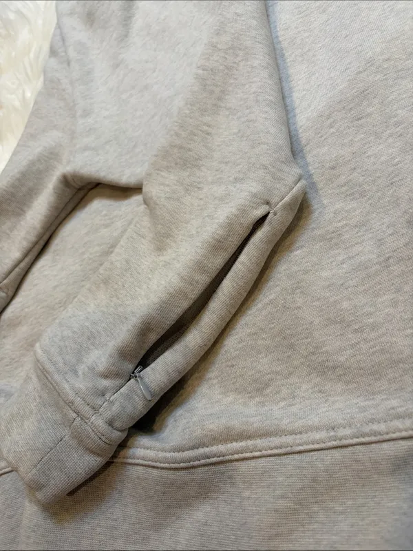 Nike sweatshirt high low hem side slits with zipper wrist pocket heather gray M - Image 7