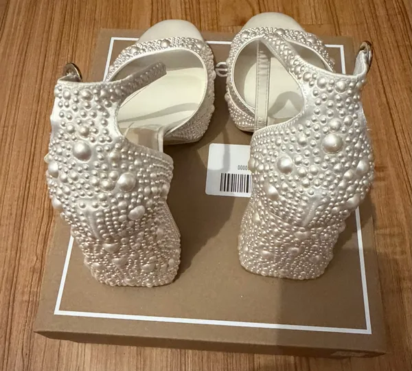 Dolce Vita Pandro Pearl True White Satin Heels - Image 12
