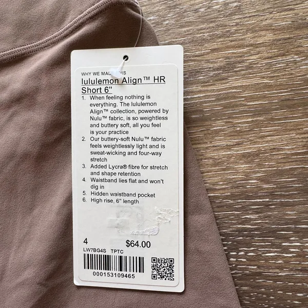 Lululemon Align Biker Short High Rise 6” Taupetastic Size 4 NWT - Image 3