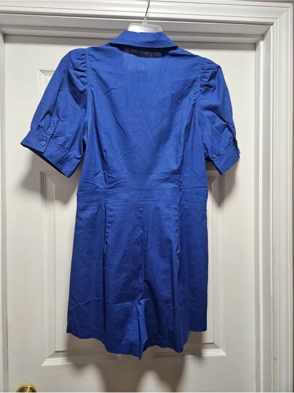 Cotton/linen blend puff sleeve Cobalt Royal blue Romper from Avara boutique - Image 3