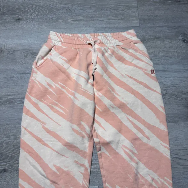 Sweaty‎ Betty London Peach Cream Tiger Stripe Essential Jogger Sweatpants Medium - Image 2