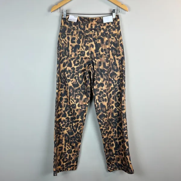 Flying Angel Wide Leg High Waist Pants Womens 1 / 25 Brown Leopard Print New NWT - Image 4