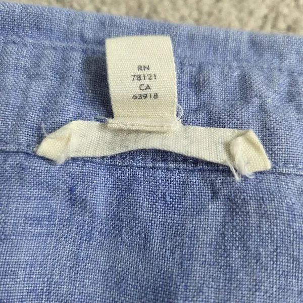 Eileen Fisher 100% Organic Linen Blue Button Down Top Size L Half Sleeve Boxy - Image 6