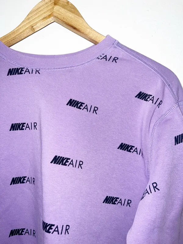 Nike Air purple cotton blend crop long sleeve spell out women's crewneck - Image 4