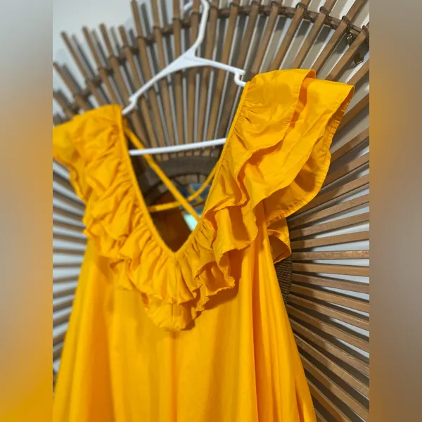 Maeve Ruffle Tunica Mini Dress V-Neck A-Line Spring Mango Vacay Resort 🌴💛 - Image 7