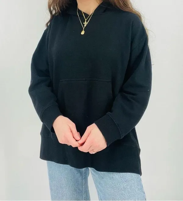 urban outfitters classic black oversized hoodie sweatshirt front pockets size s - Image 7