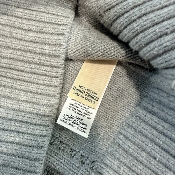 LL Bean Gray Double L Mixed Cable Cotton Crew Neck Pullover Sweater Size SMALL - Image 10