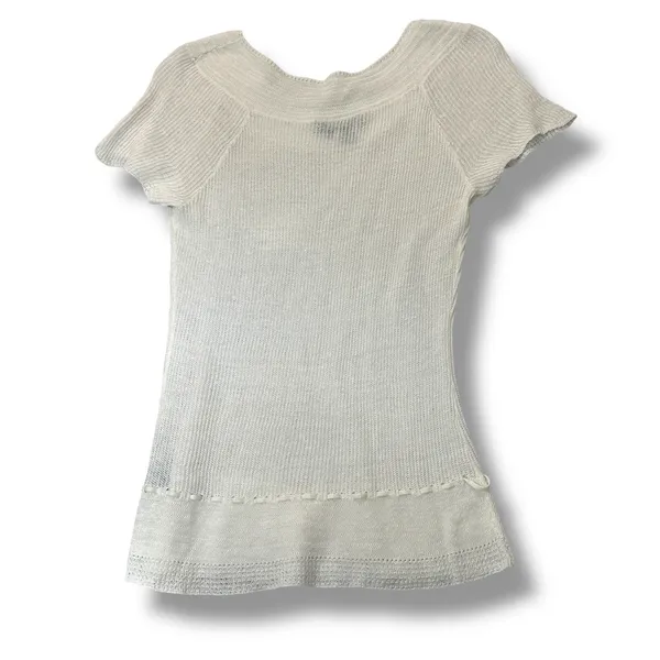 Lauren Ralph Lauren 100% Linen Knit‎ Top L White Pullover Coastal Resort Summer - Image 4