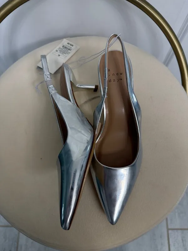 NWT A New Day Silver Pointed Toe Slingback Flats 6.5 - Image 5