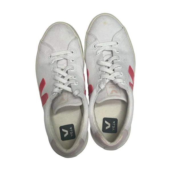 VEJA Campo Canvas Sneakers Shoes Womens 8 White Pink Lace Up Tennis Preppy - Image 10