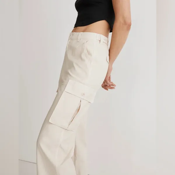 Madewell Garment-Dyed Low-Slung Straight Cargo Pants Cream‎ Vintage Linen 26 - Image 3