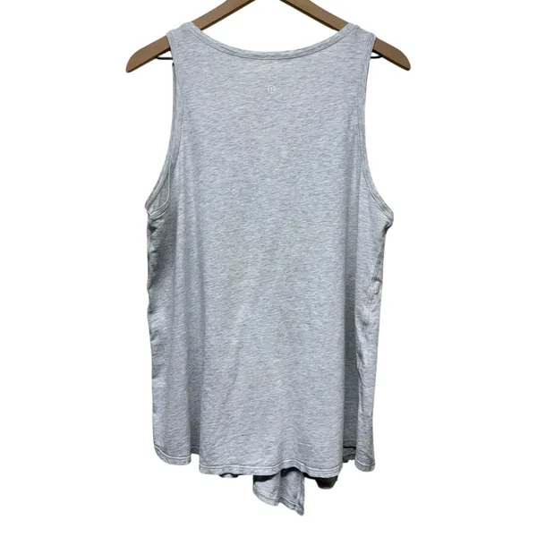 Lululemon Knot A Problem Tank‎ Top Women Sz 12 Split/Tie Front Gray Pima Cotton - Image 4