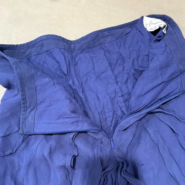 Anthropologie Purple/blue A-Line Ruffle Slit Midi Skirt Size 00 - Image 7