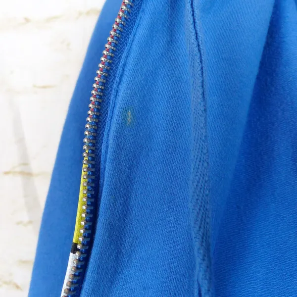 Disney Park Hoodie Womens M Blue Mickey Minnie Rainbow Zip Sweater Flaw Y2K - Image 12
