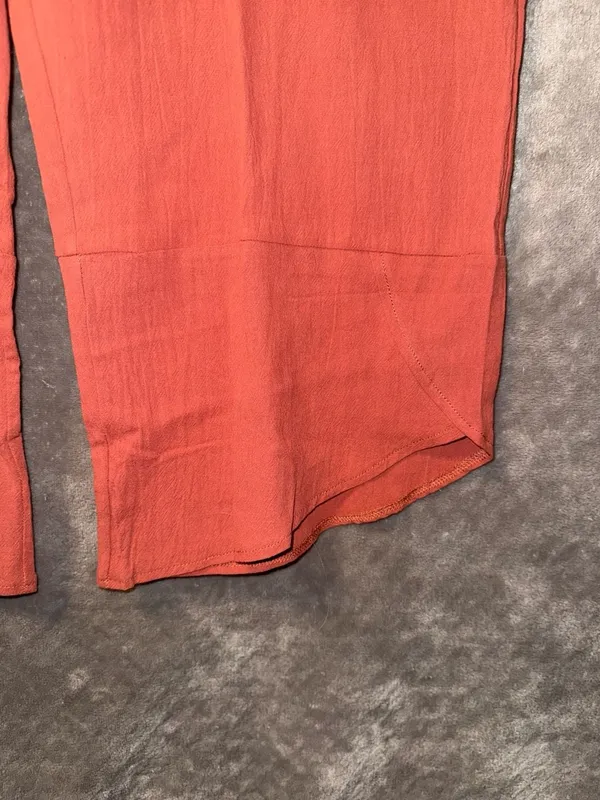 Heyson Yankee Doodle Crinkle Cotton Wide Leg Overalls Jumpsuit in Rust - Image 6
