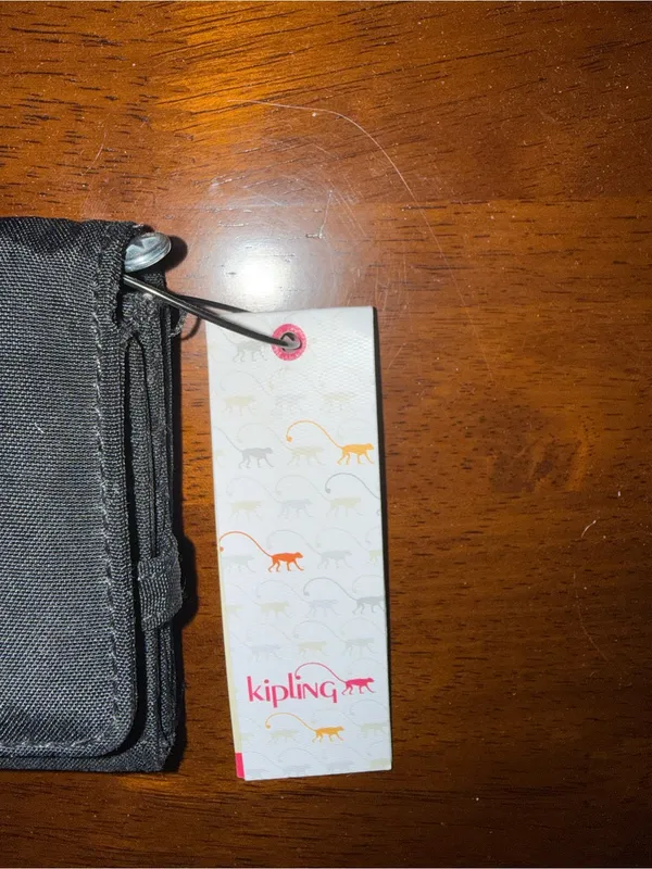 Kipling Black Suede Flip Phone Wallet Case with Logo - Image 3
