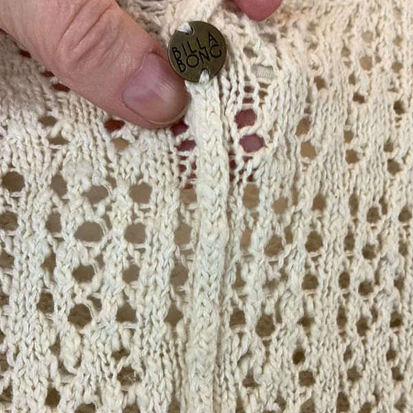 *Billabong Cream Colored Open Knit Hi Low Coastal 3/4 Sleeve Size S SweaterA115 - Image 8