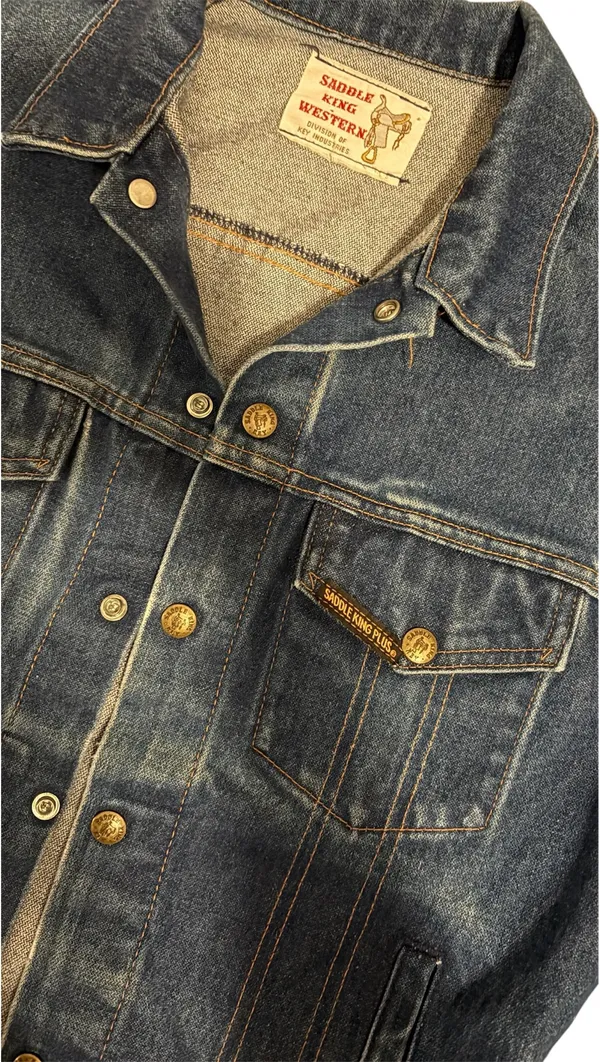 Vintage Jean Jacket Saddle King Western Blue - Image 3