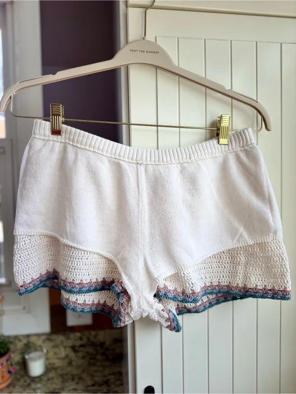 American Eagle Crochet Shorts Cotton Cream Boho Drawstring Large L - Image 6