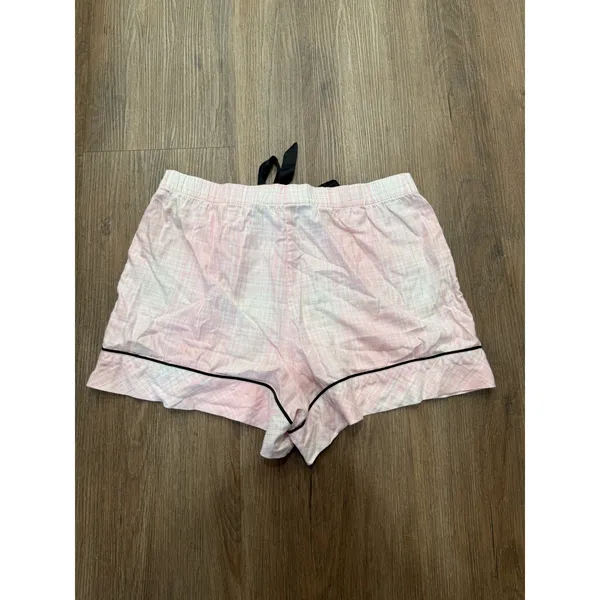 Victoria's Secret‎ Pink Plaid Pajama Shorts Gold Metallic Trim Women's Medium - Image 3