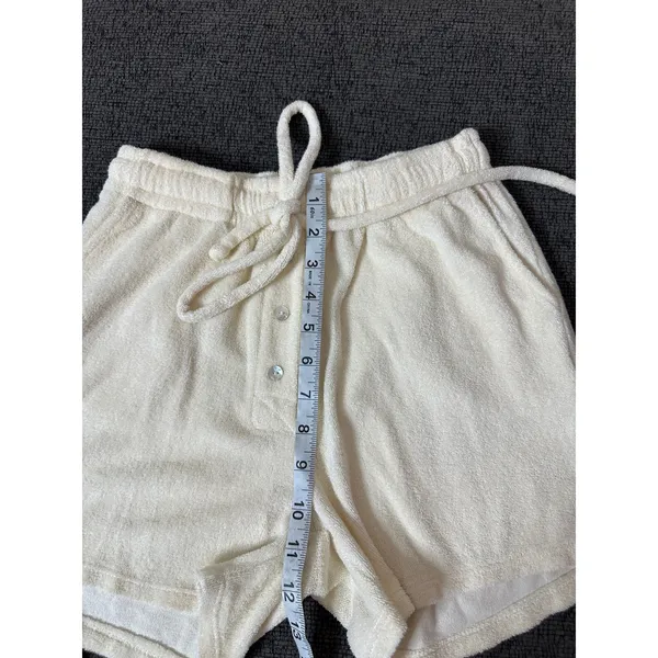 Donni. Terry Henley Shorts size XS Ivory Cream Drawstring Made in USA - Image 6
