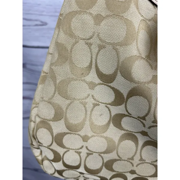 Coach Hamilton Hobo F17403 Signature Jacquard Beige Leather Shoulder Bag - Image 6