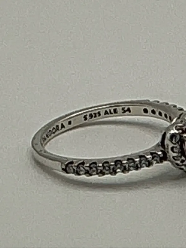 Pandora Red Heart Halo Sterling Silver Ring Size 6.5 - Image 6