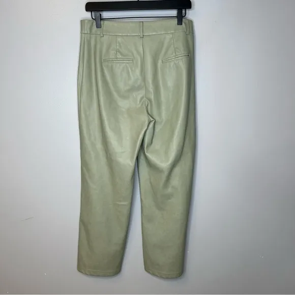 7 For All Mankind Sage Green Vegan Leather‎ Straight Leg Pants - Image 2