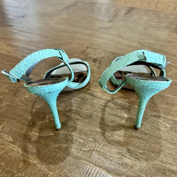 Sam Edelman Women’s Abbott Snakeskin Print High Heel Blue Size 8 Used Girly - Image 3