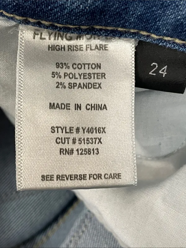 Vervet Flying Monkey Medium Blue Distressed Button-Fly High Rise Flare Jeans - Image 5