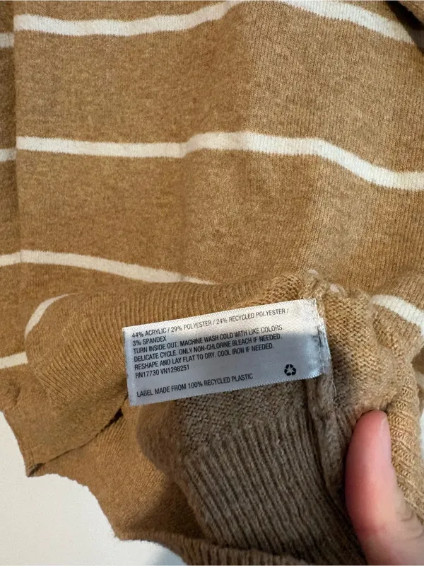 A new day striped oversized sweater beige white size small - Image 5