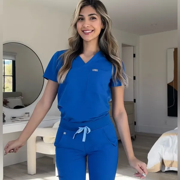 Figs Catarina One Pocket Scrub Top Royal Blue Size XL - Image 3