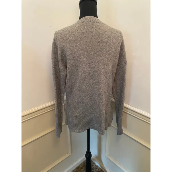 J.Crew Gray Wool Blend Knit Pullover Crewneck Sweater High-Low Hem Side Slit - Image 6