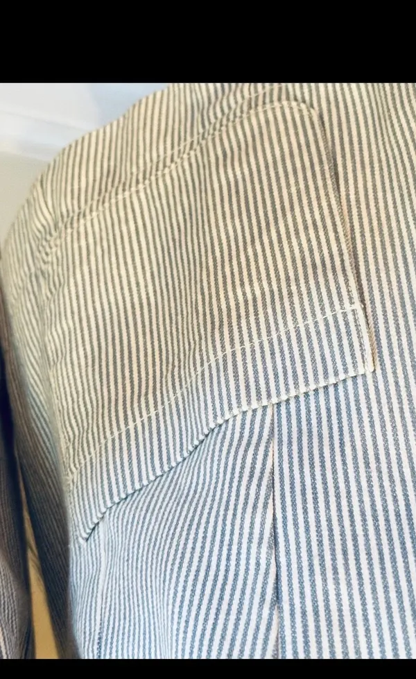 Boden Seersucker Blazer Blue White Striped Tailored Jacket US 10 UK 14 - Image 9