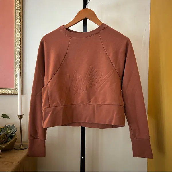 Nike‎ Dri-Fit Get Fit Lux Embossed Cropped Sweatshirt Training Crewneck Size XS - Image 3