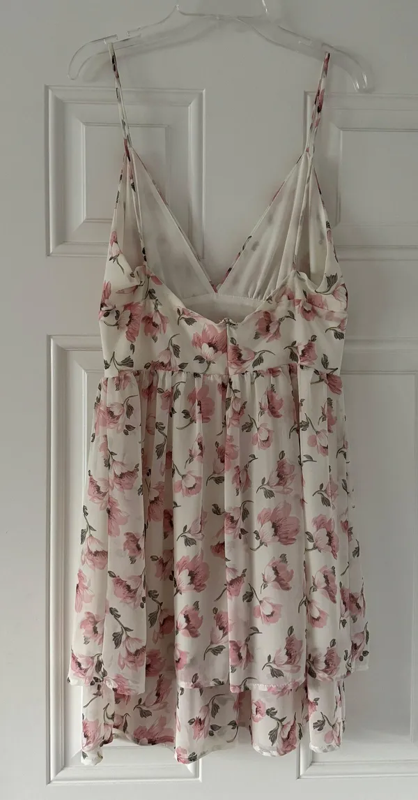 Tiered Floral Mini Dress White - Image 5